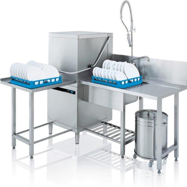 Meiko UPster H500 doorschuifvaatwasser Hoekopstelling Bedrijfsvaatwassers.nl