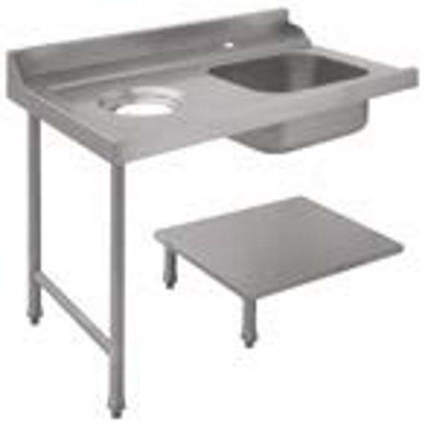 Spoeltafel - aanvoertafel met debrasseergat voor Sistema Project doorschuifvaatwasser Bak rechts, tafel links van de vaatwasser Bedrijfsvaatwassers.nl
